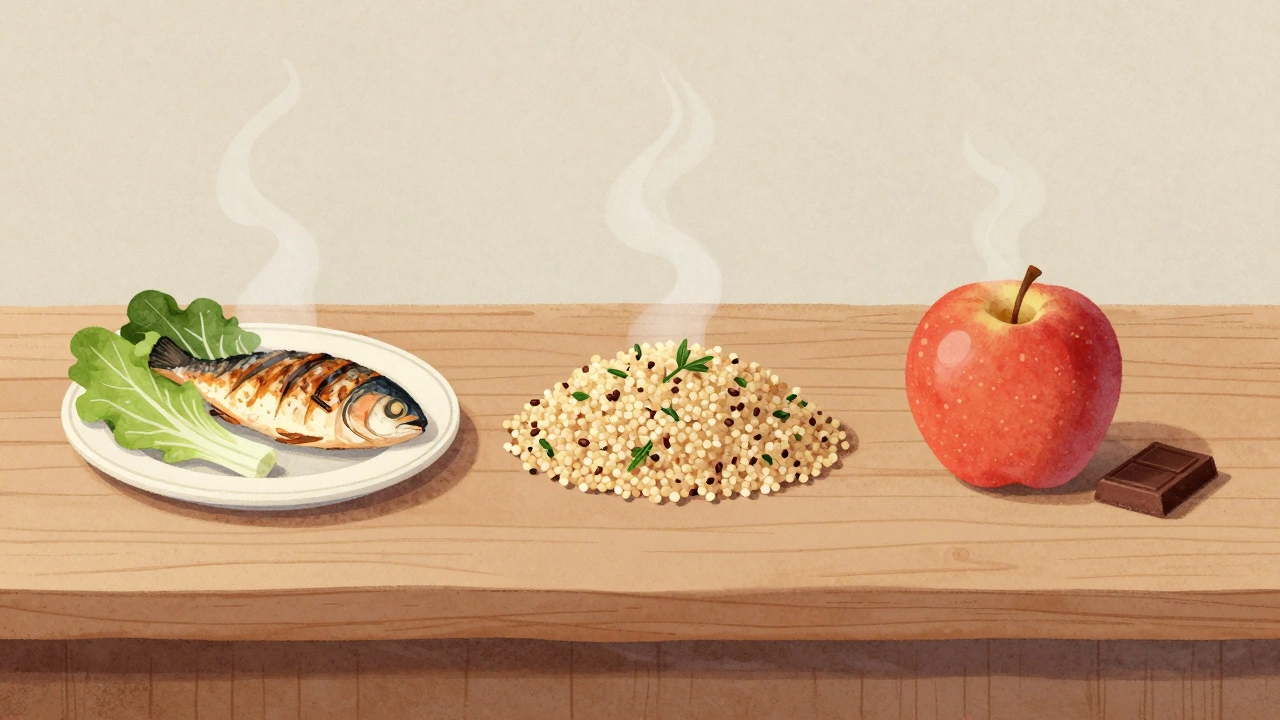 Последовательность приема пищи: овощи, белок, крупы, фрукты, жиры на столе