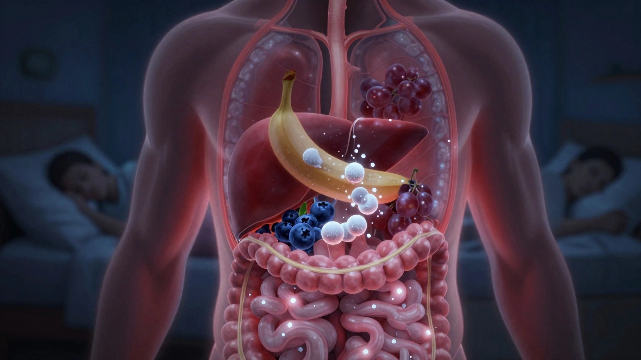 Схема пищеварения ночью: сахар из фруктов превращается в жир, ягоды — без нарушений.